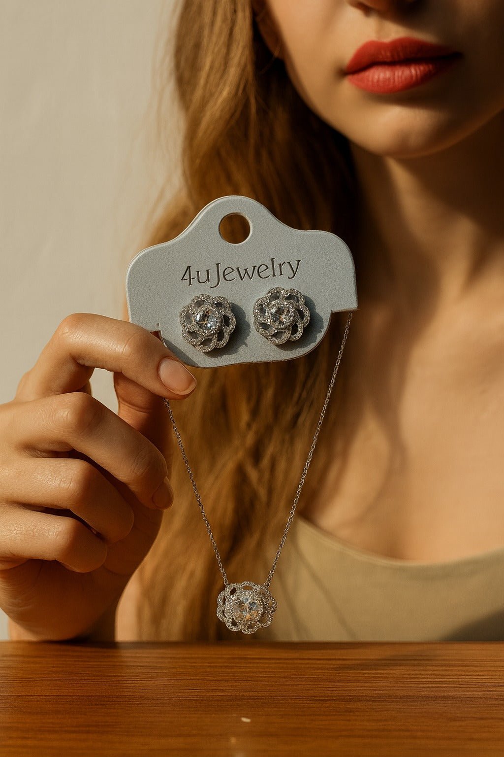 4u Jewelry - Cubic Zirconia Pendant & Earring Sets