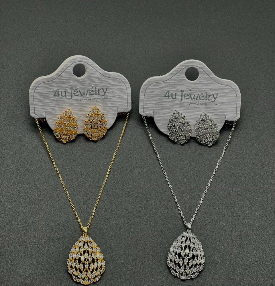 4u Jewelry - Cubic Zirconia Pendant & Earring Sets